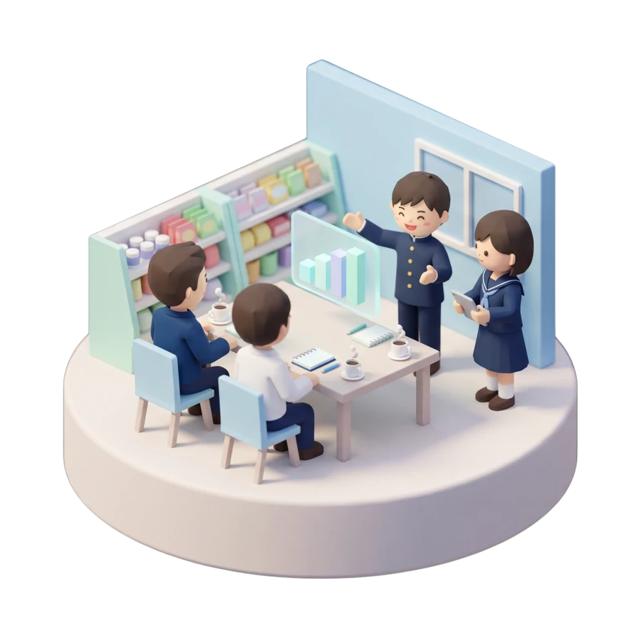 現役社員にアイデアを提案する学生たち